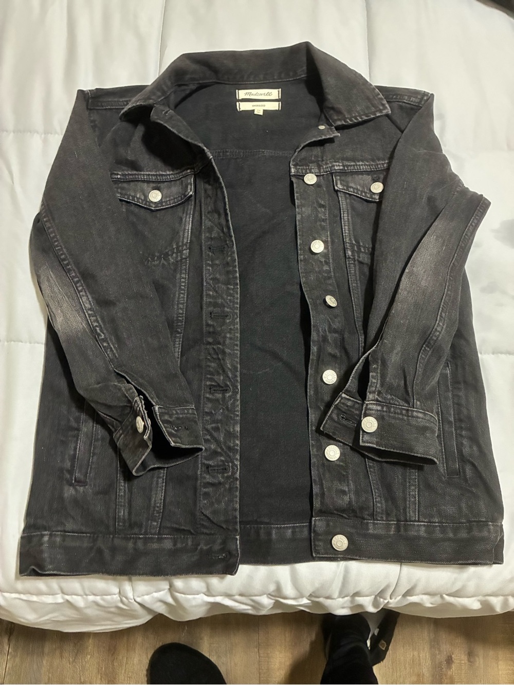 Madewell Black Washed Denim Trucker Jacket